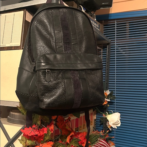 Coach Black Leather Backpack - Picture 1 of 6